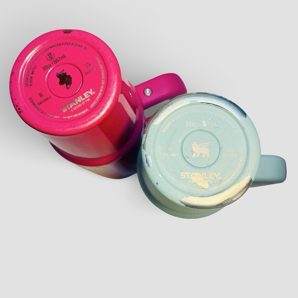 Two Stanley 30 oz. Quencher Insulated Tumbler Barbie And Mint Green Lot - Picture 6 of 7